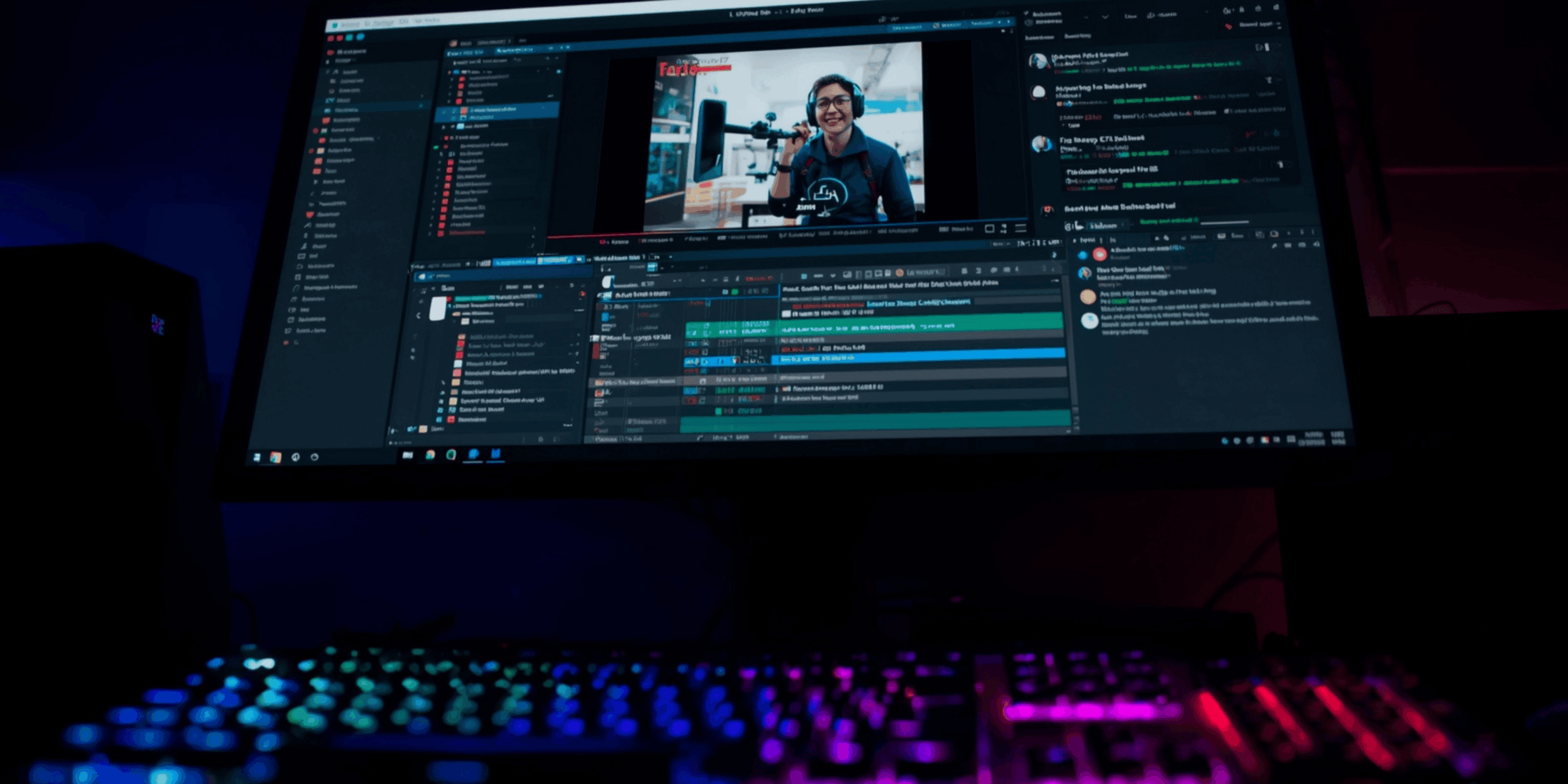 Tampilan software OBS Studio di layar komputer untuk live streaming game PC.