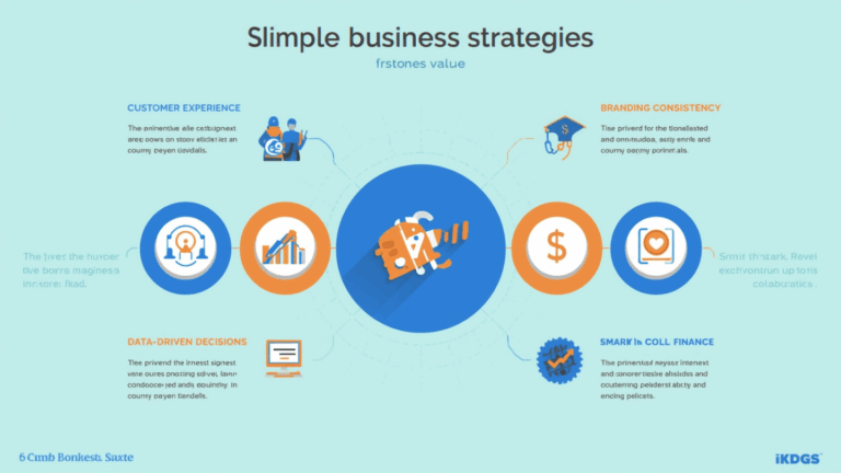 Infografis enam strategi bisnis sederhana yang menguntungkan.