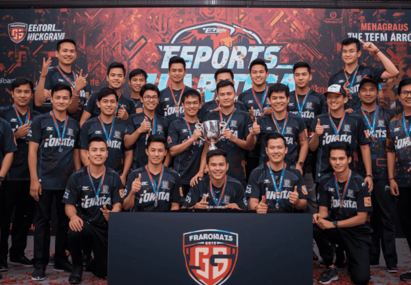 Tim esports merayakan kemenangan di turnamen internasional 2025.